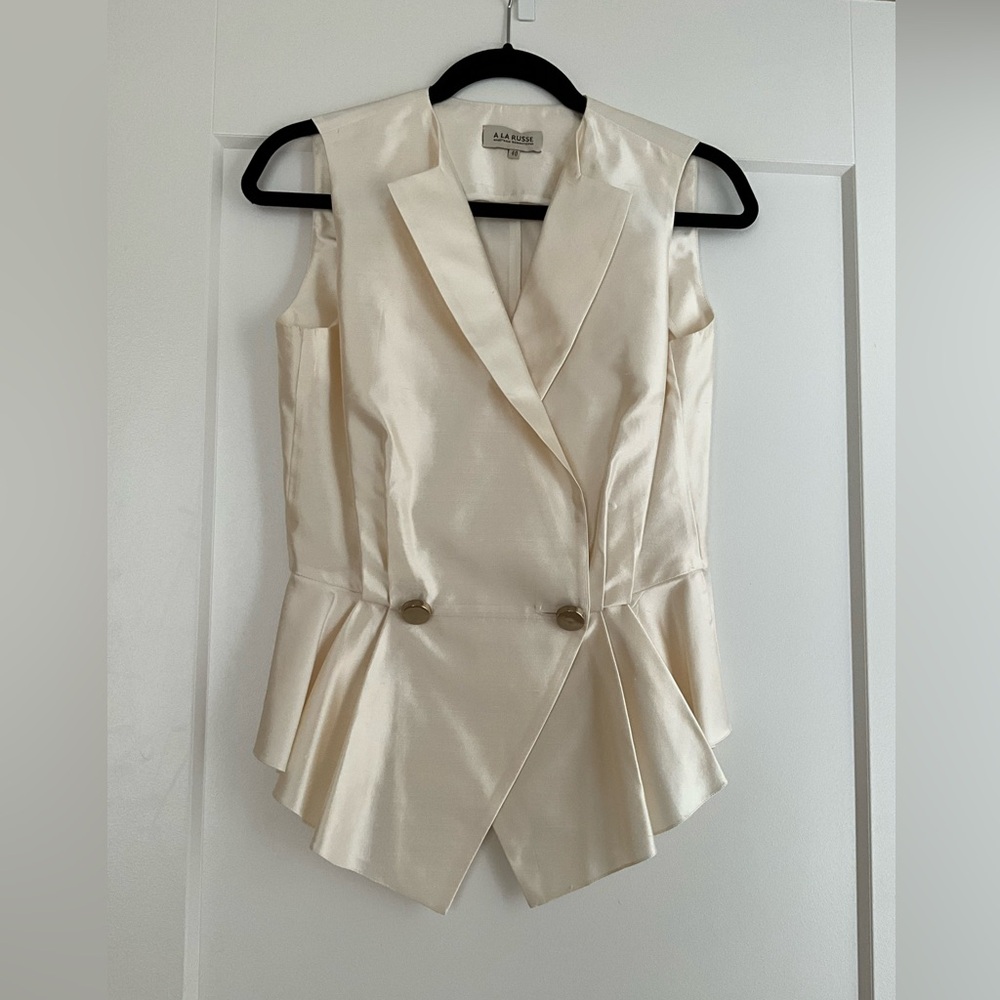 A La Russe Cream Sleeveless Silk Dupioni peplum Blouse, US8, NWOT, Fabulous
